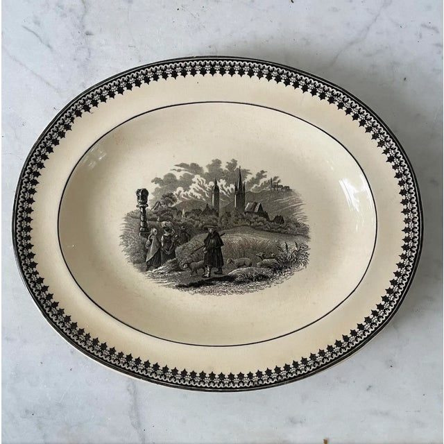 Rustic European Late 19th Century Old Abbey Ware Alpina Platter by Villeroy & Boch Mettlach For Sale - Image 3 of 6