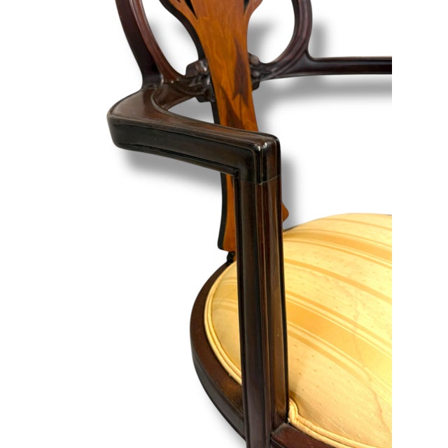 Art Nouveau An Art Nouveau Wood Inlaid Chair For Sale - Image 3 of 9