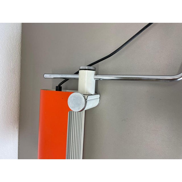 Brown Adjustable Orange Metal Wall Light attributed to Wilhem Braun-Feldweg Doria Light, Germany, 1970s For Sale - Image 8 of 18