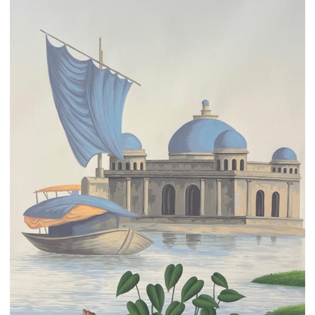 Indian Chinoiserie-Inspired South Asian Landscape Wall Art, 4-Panel Set For Sale - Image 3 of 4