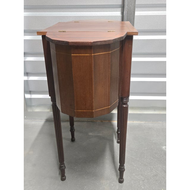 Early 20th Century Federal Style Inlaid Mahogany Sewing Table Cabinet For Sale - Image 10 of 12