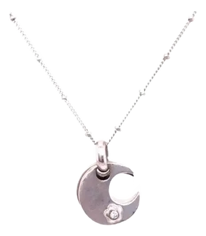 18 Karat White Gold Necklace With Pendant Charm 0.10 Carat Round Diamond