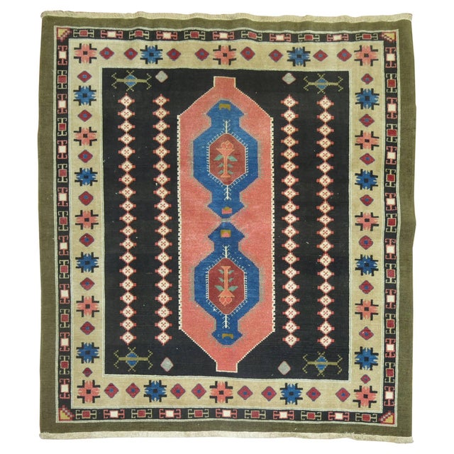 Square size decorative Turkish anatolian carpet.