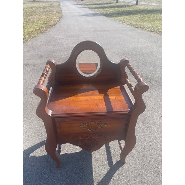 Mid 20th Century Vintage Washstand With Beveled Mirror and Drawer For Sale - Image 5 of 14