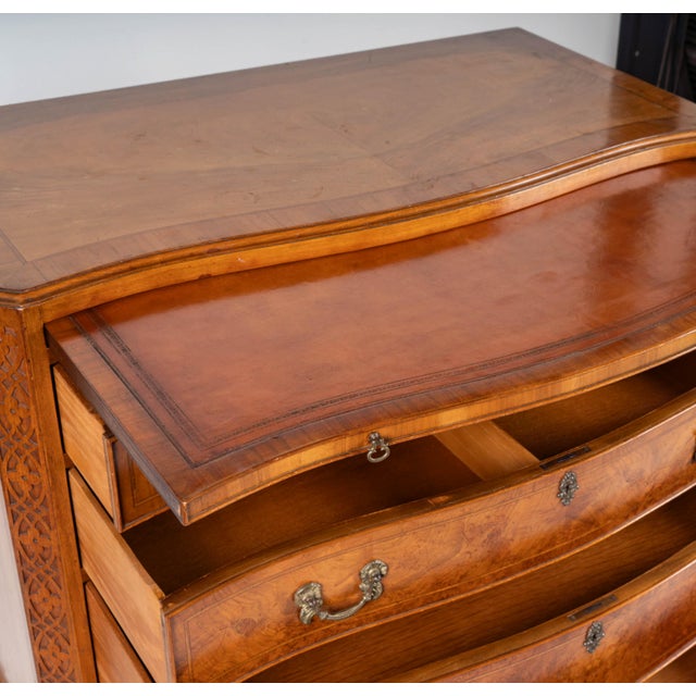 Vintage Chippendale-Style Serpentine Chest With Hidden Writing Drawer, C. 1940s For Sale - Image 9 of 14