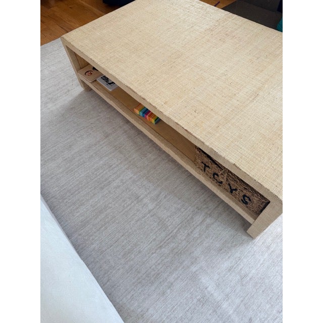 Crate & Barrel Meadow Grasscloth Coffee Table For Sale - Image 9 of 12