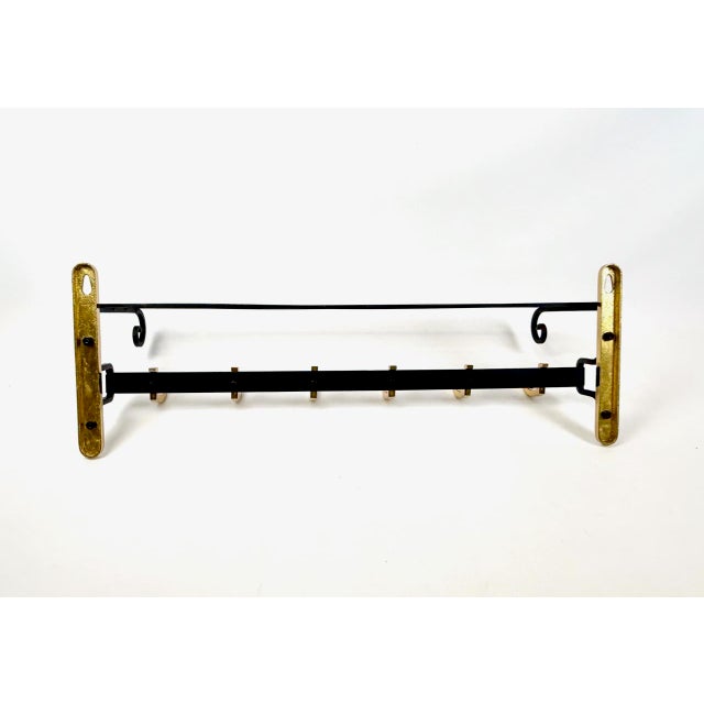 Mid-Century Modern Mid-Century Modern Cast Iron and Brass Coat and Hat Rack, 1960s For Sale - Image 3 of 12