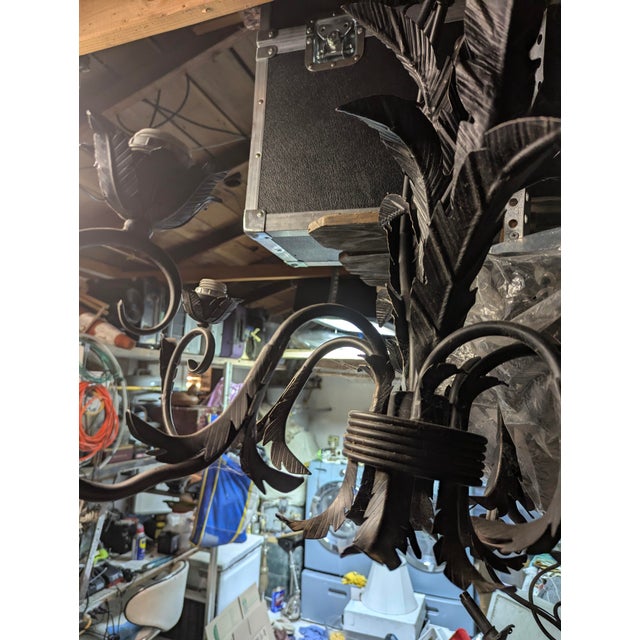 19th Century French Style Hand-Forged Wrought Iron 5-Light Chandelier For Sale - Image 13 of 16