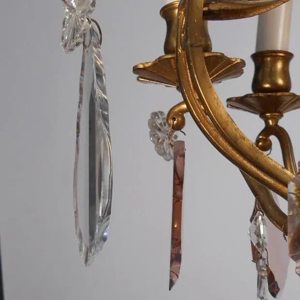 1920s French Bronze and Crystal Chandelier For Sale - Image 11 of 13