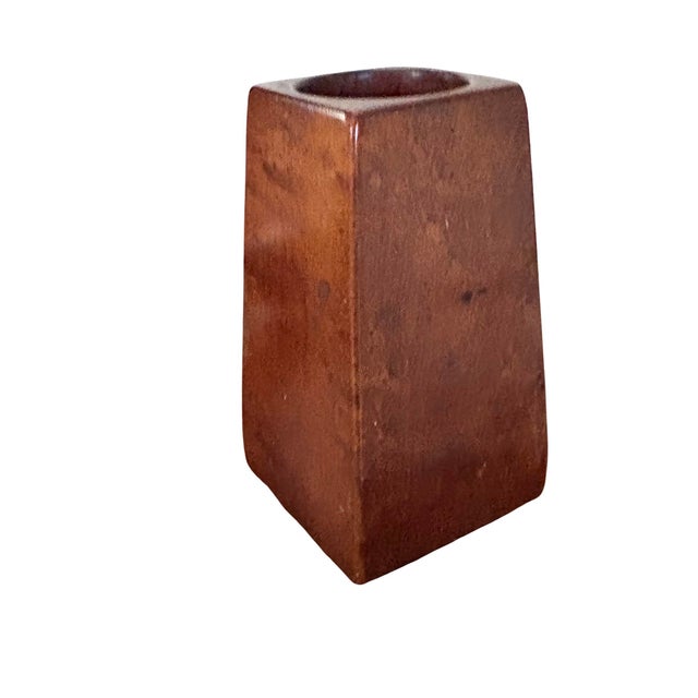 Vintage (1960’s) Custom Hand-Carved Mahogany Paint Brush Holder, 6.25” High For Sale - Image 10 of 10