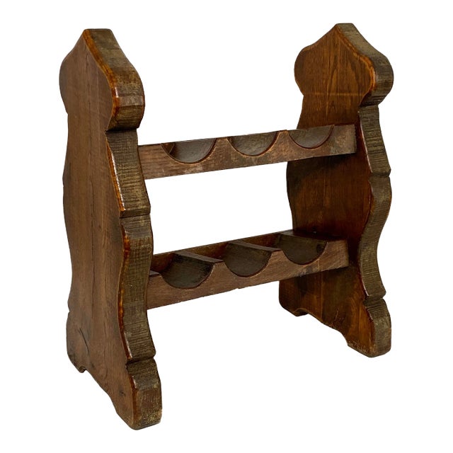 1960s Dutch Brutalist Oak Wine Rack For Sale