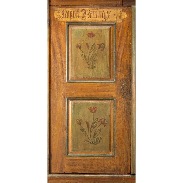 18th Century Late 18th Century Swiss Painted Wedding Pine Armoire For Sale - Image 5 of 18