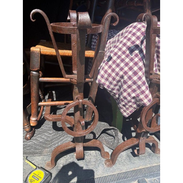 Late 19th Century Cast Iron Fire Place Andirons For Sale In Los Angeles - Image 6 of 6