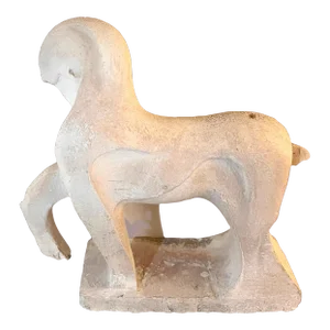 Vintage Equestrian Modernist Prancing Horse Plaster Maquette