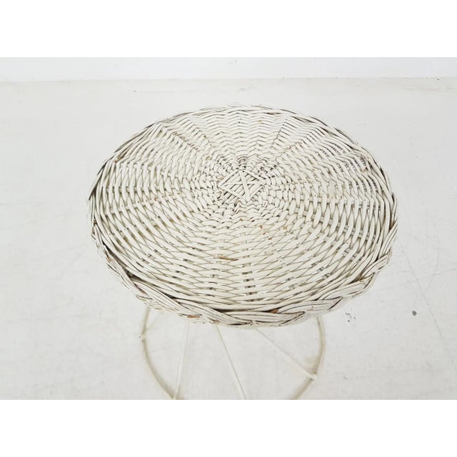 Metal and Rattan Wire Stool, 1950s For Sale - Image 14 of 15