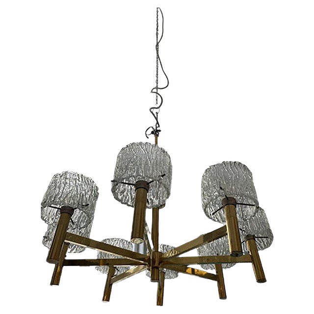 Mid-Century Pendant Lamp with 8 Glass Shades For Sale