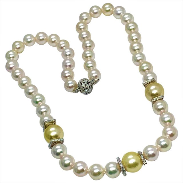 White South Sea Akoya Pearl Necklace 14k Gold Certified For Sale - Image 8 of 9