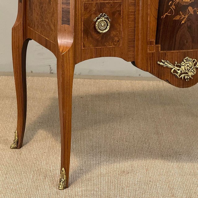 Antique French Louis XVI Marquetry Rouge Marble Top Commode For Sale - Image 10 of 18