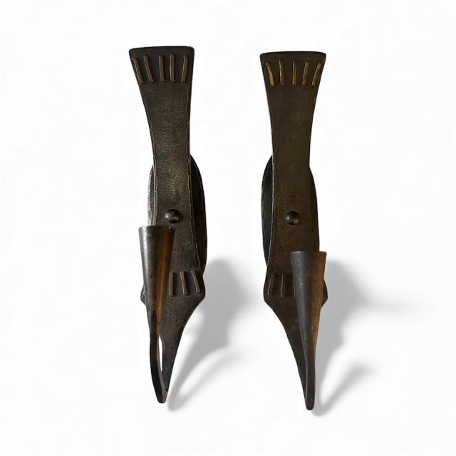 Mid-Century Modern Pair of Forged Iron and Brass Wall Sconces by Lars Holmström Arvika For Sale - Image 3 of 4