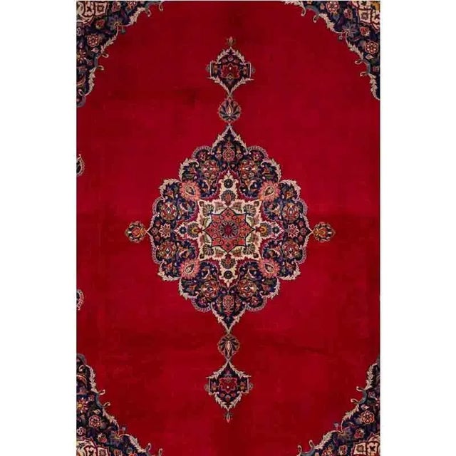 Red 1960s Persian Kashan Area Rug 10’5″ X 13’7″ For Sale - Image 8 of 10
