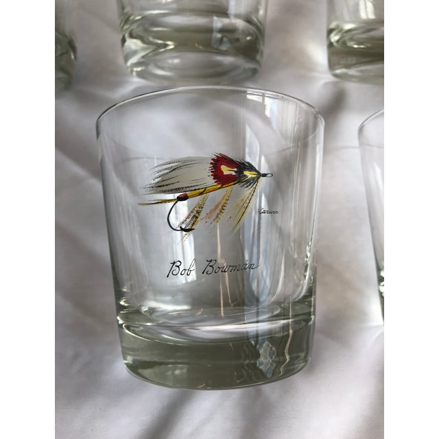 Vintage Fishing Fly Hand Painted Glassware Carwin Set of 6 Chairish