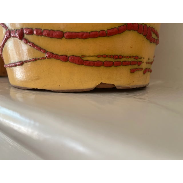 Yellow 1960s “Social Realist" Ceramic Urns - A Pair For Sale - Image 8 of 11