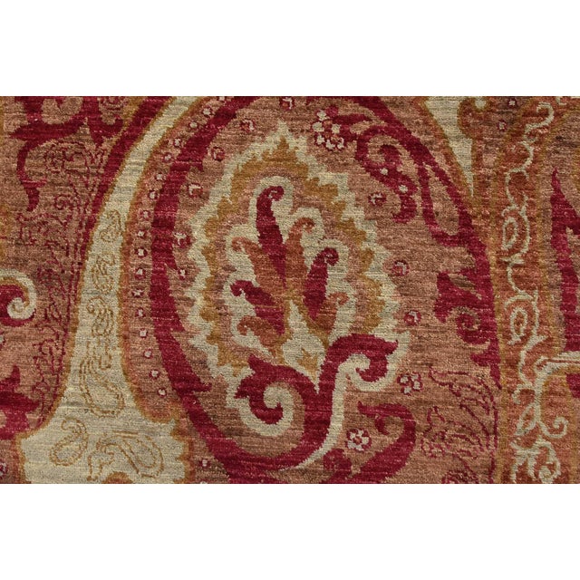 Suzani Rug 8’11” X 9’1” Brown Wool Modern Hand-Knotted Oriental Carpet For Sale - Image 9 of 15