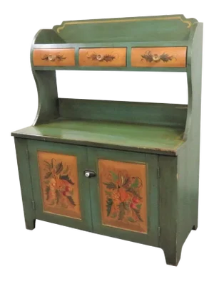 Primitive Paint Decorated Style Bucket Bench