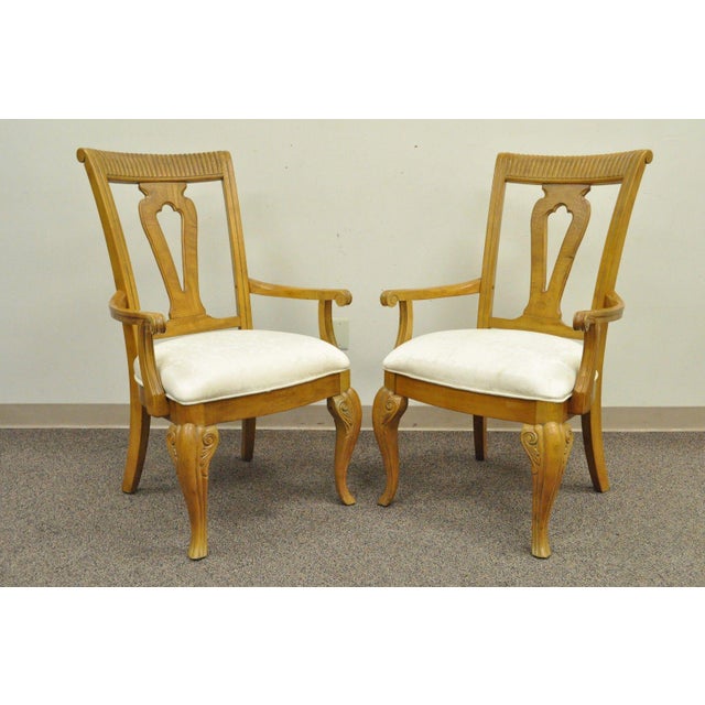 Set of 6 Decorator Mediterranean Tuscany Style Oak Wood Dining Arm Side Chairs Chairish