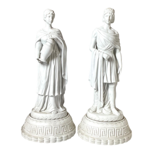 Parian Porcelain Neoclassical Statues - A Pair