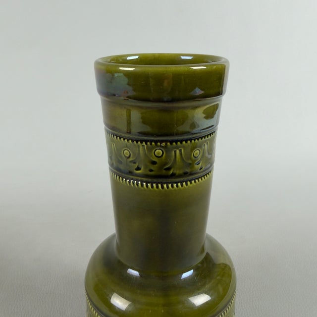 Vintage Iridescent Green Majolica Ceramic Vase from Facs San Marino, 1960s For Sale - Image 7 of 11