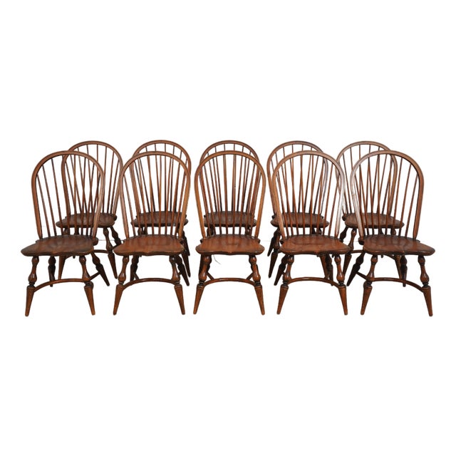 Set of 10 Bow Back Windsor Dining Chairs For Sale