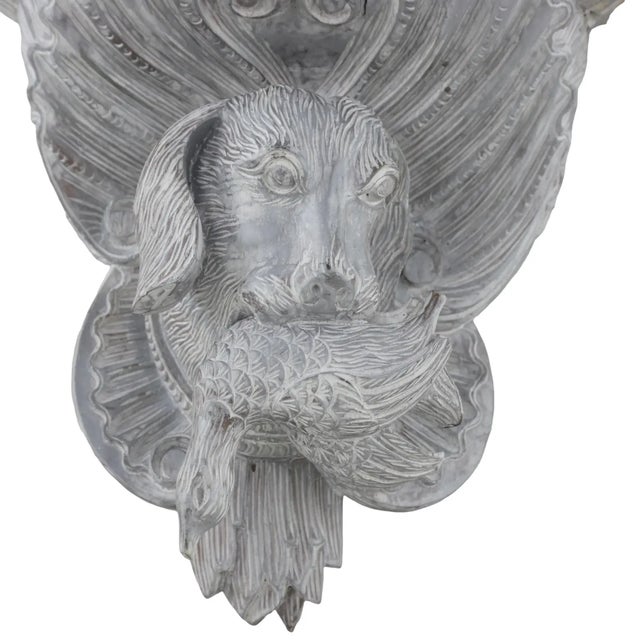 1990s A Pair of Vintage Wooden Hand-Carved Silver Dog Head Wall Brackets For Sale - Image 5 of 10