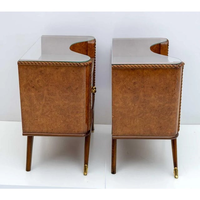 Brown Italian Bedside Tables in Walnut, 1930s, Set of 2 For Sale - Image 8 of 10