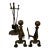 Arts & Crafts Style Cast Iron Fireplace Ensemble With Andirons & Tools For Sale