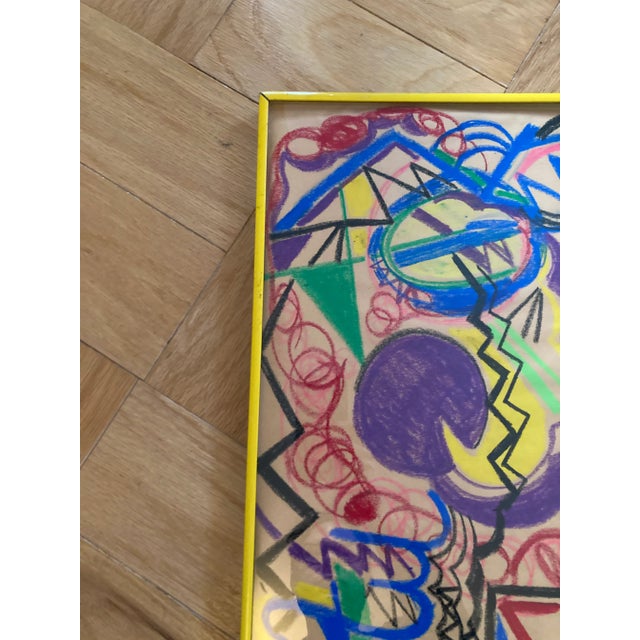 Postmodern 1990s Vintage Postmodern Abstract Painting on Paper For Sale - Image 3 of 11