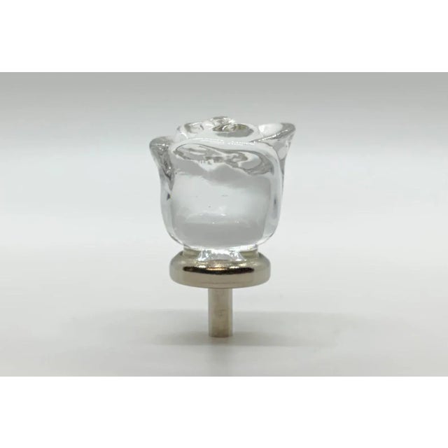 Beautiful Glass Rose Knob with silver base.