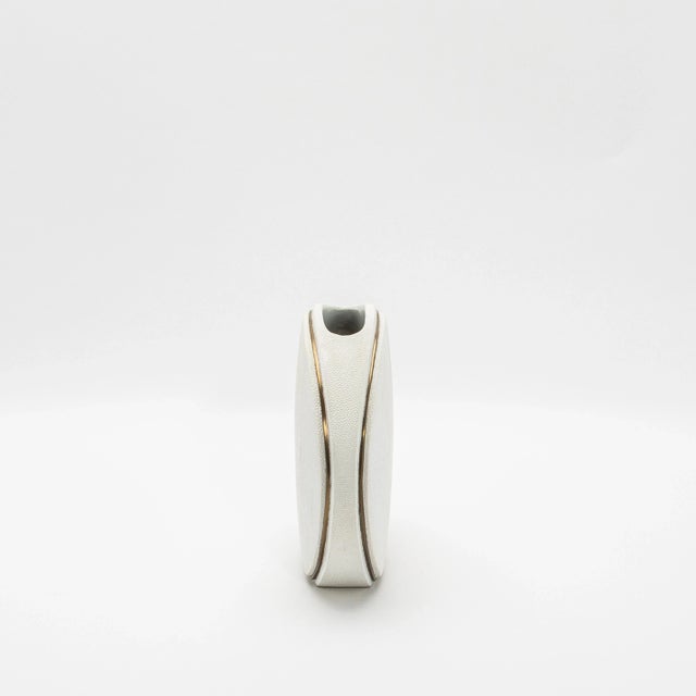 Modern Shagreen Vase With Brass Details by R&y Augousti For Sale - Image 3 of 7