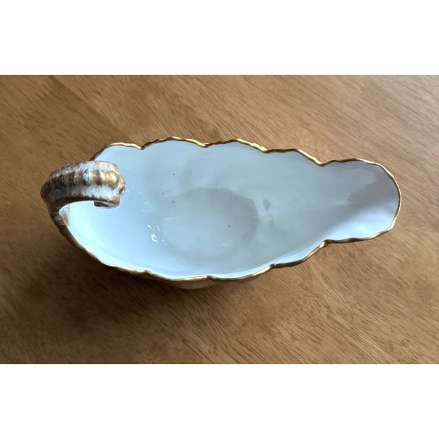 Burgundy French Limoges Hand-Painted Fish Plate Set With Sauce Boat, 1950s For Sale - Image 8 of 12