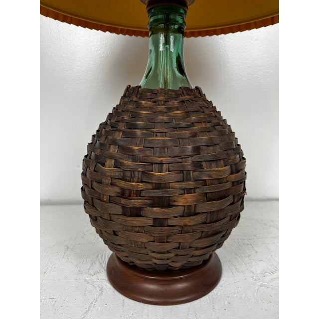Mid Century Basket Wrapped Bottle Lamp For Sale - Image 9 of 11