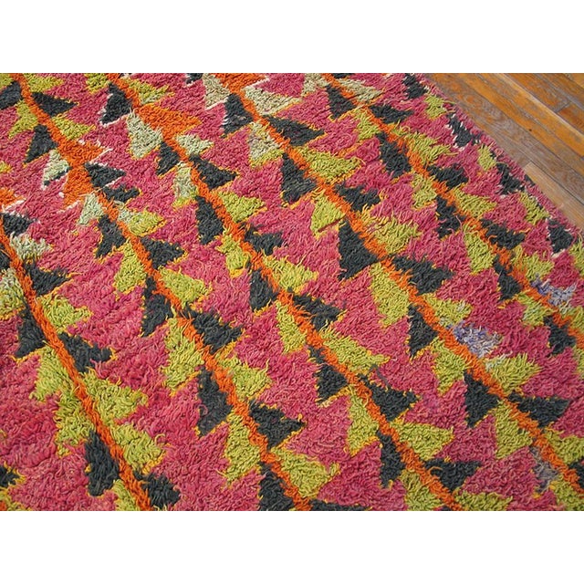 1950s Multicolor Stripe Modern Vintage Moroccan Gallery Rug 6'6" X 15'10" Knotted Pile Wool Carpet For Sale - Image 4 of 6