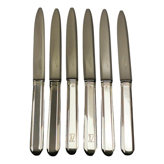 Dessert Knives in Silver by Jean E. Puiforcat, 1920s, Set of 6 For Sale