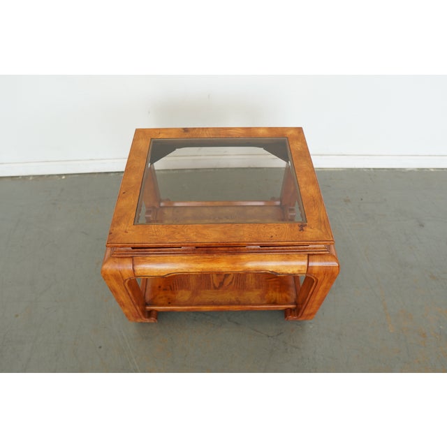 This vintage Century Furniture end table showcases refined Asian-inspired design. Its sculptural silhouette features...