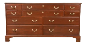 Henkel Harris Georgian Solid Mahogany Ten-Drawer Dresser or Credenza, Newly Refinished