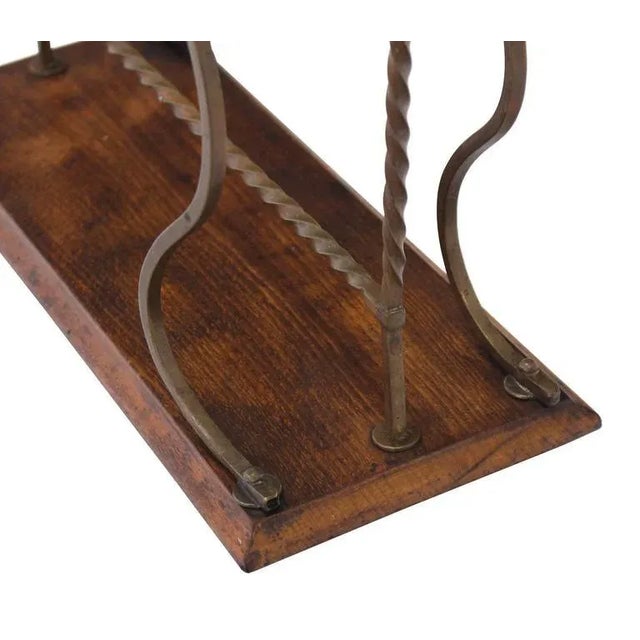 Mid-Century Modern Vintage Mid Century Twisted Brass and Wood Magazine Rack For Sale - Image 3 of 6