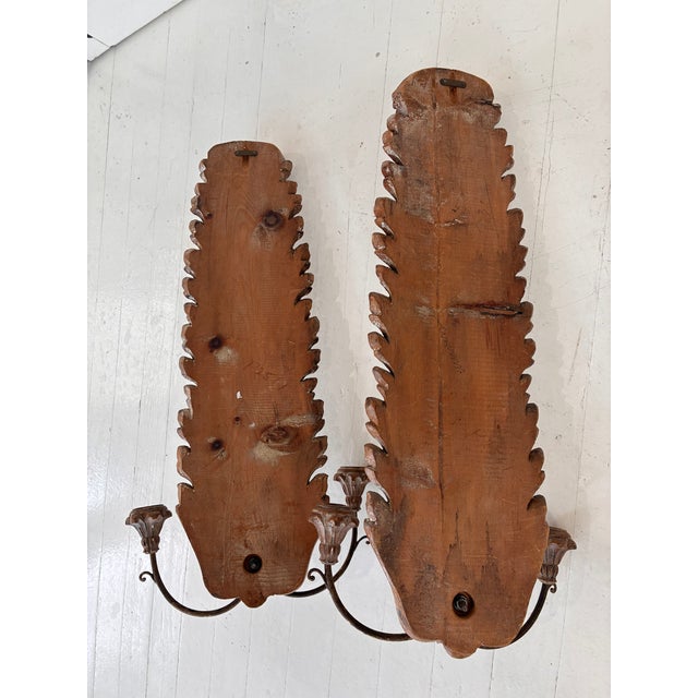 Mid 19th Century Pair of Large 19th Century , Finely Carved Acanthus Leaf Sconces For Sale - Image 5 of 8