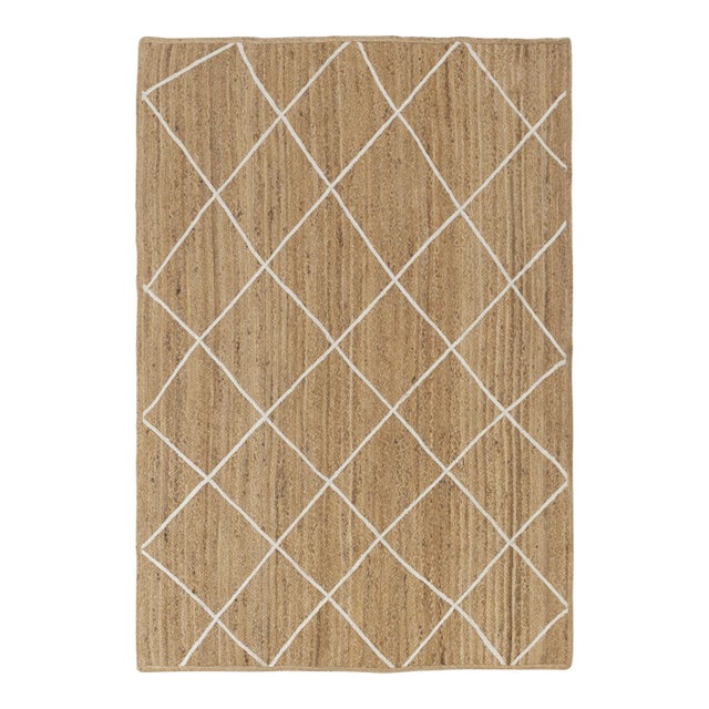 Modern Geometric Bohemian Jute Rug 10x14 Ft. For Sale