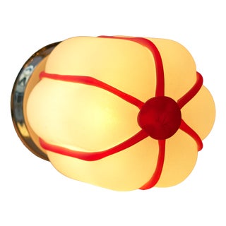 Nickel Plated Brass & Sculptural Mouth-Blown Glass Ceiling Light by Zavadski For Sale