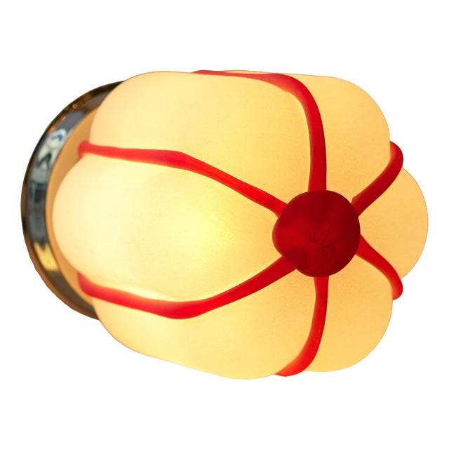 Nickel Plated Brass & Sculptural Mouth-Blown Glass Ceiling Light by Zavadski For Sale