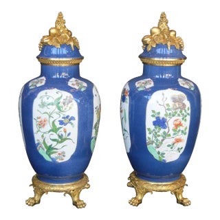 Pair of 19th Century Ormolu-Mounted Chinese Porcelain Vases For Sale